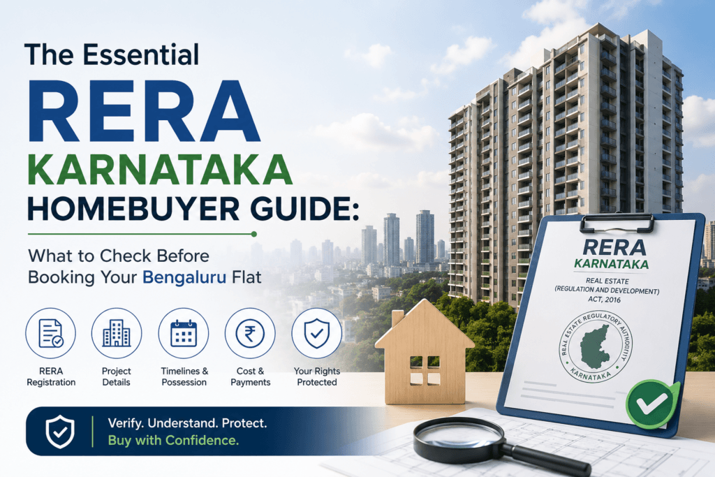 RERA Karnataka homebuyer guide showing apartment project verification and legal checks before booking a flat in Bengaluru