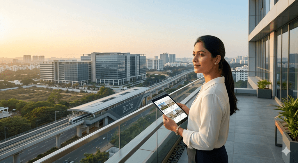 First-Time Homebuyer in Bengaluru reviewing apartment options before booking a flat
